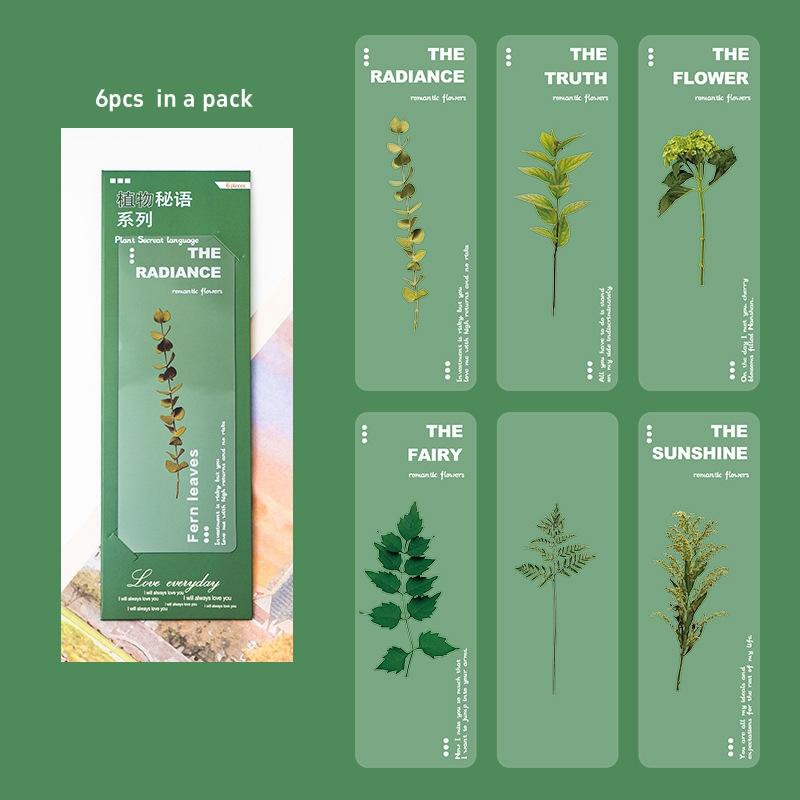 6 Stück Pflanzen Flüstern PVC Lesezeichen Set Natur Pflanzen Blumen Transparent Markierer Seite Notizhalter Schule Lesen Geschenk