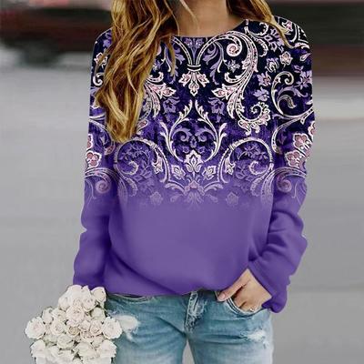 Mode Musterdruck Damen T-Shirt Langarm Herbst O-Ausschnitt Damen Kleidung Oberteile Übergroß Harajuku Streetwear Weibliche T-Shirts