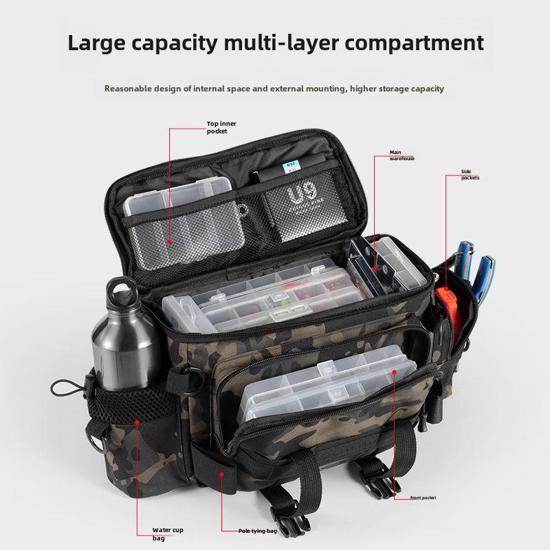 "Luya Multifunctional Waterproof Fishing Gear Waist & Messenger Bag – Large Capacity Rod & Storage Bag"