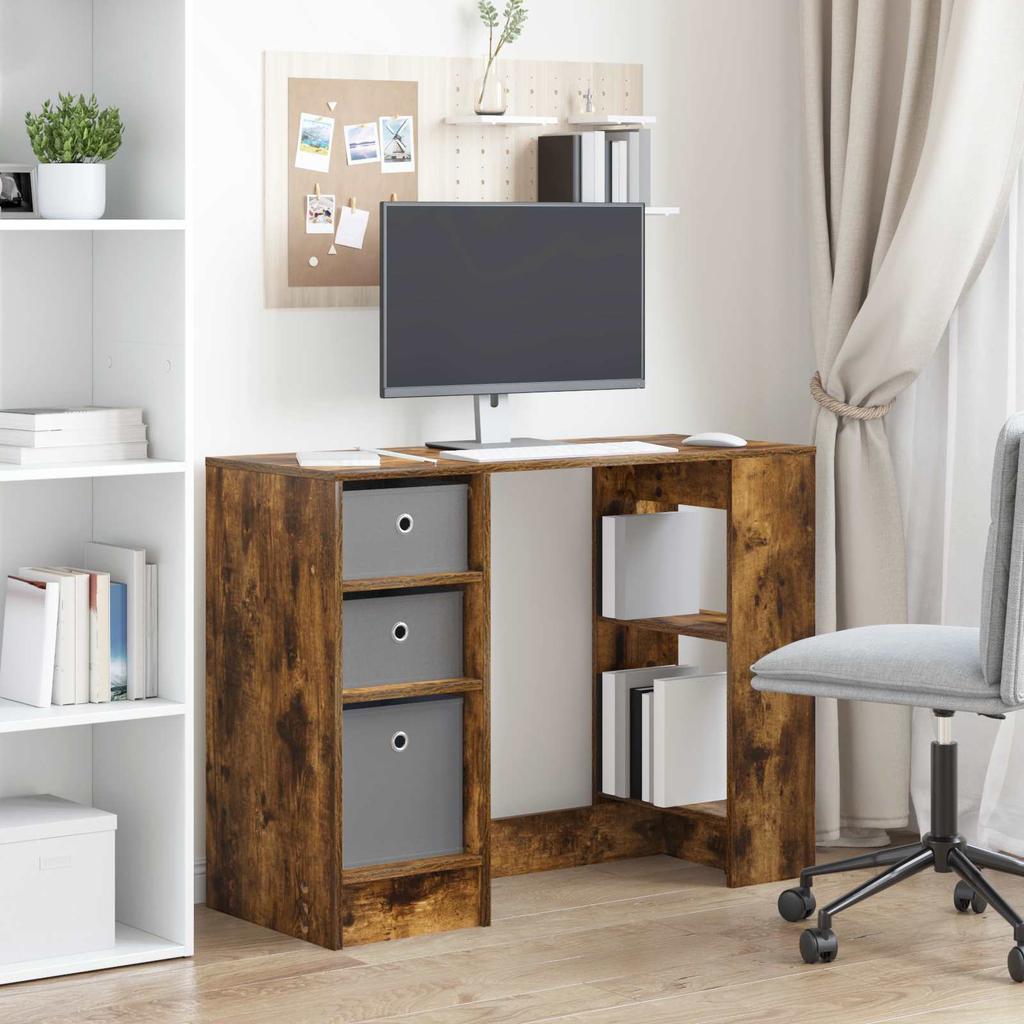 Desk Smoked Oak 100 x 40 x 75 cm Wood Based Material