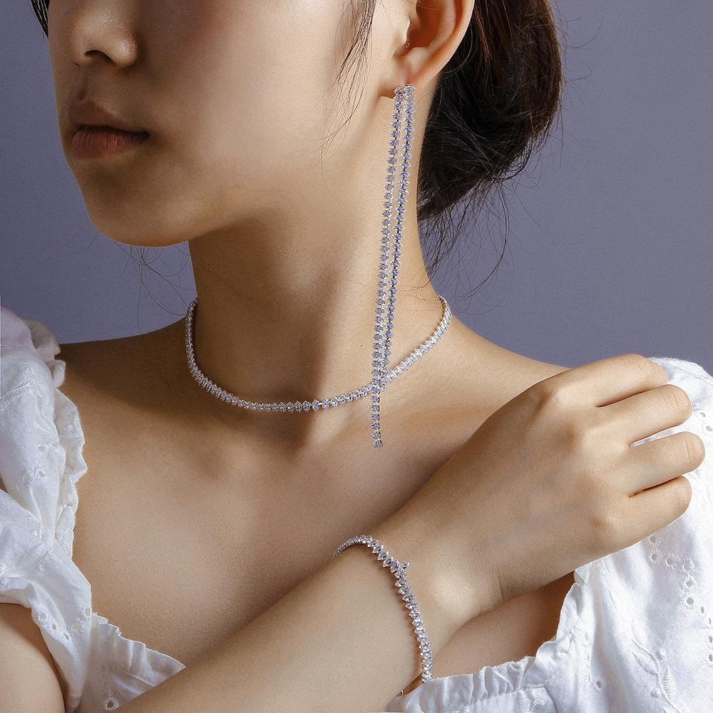 Rhinestone Bridal Jewelry Set: Necklace, Earrings, and Bracelet