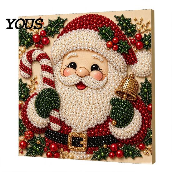 Bomboniere Uniche Kit Pittura Perle Finte di Natale, Capanna Innevata di Babbo Natale Pittura DIY Esposizione Artistica da Parete Set Artigianale con Perline 3D per Adulti,