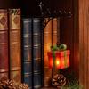 Battery Operated Bookshelf Lamp Christmas Lamp, Nook Light with Warm LED Nightlight, 3D Printed Shade, Unique Reading Corner Lighting Vintage