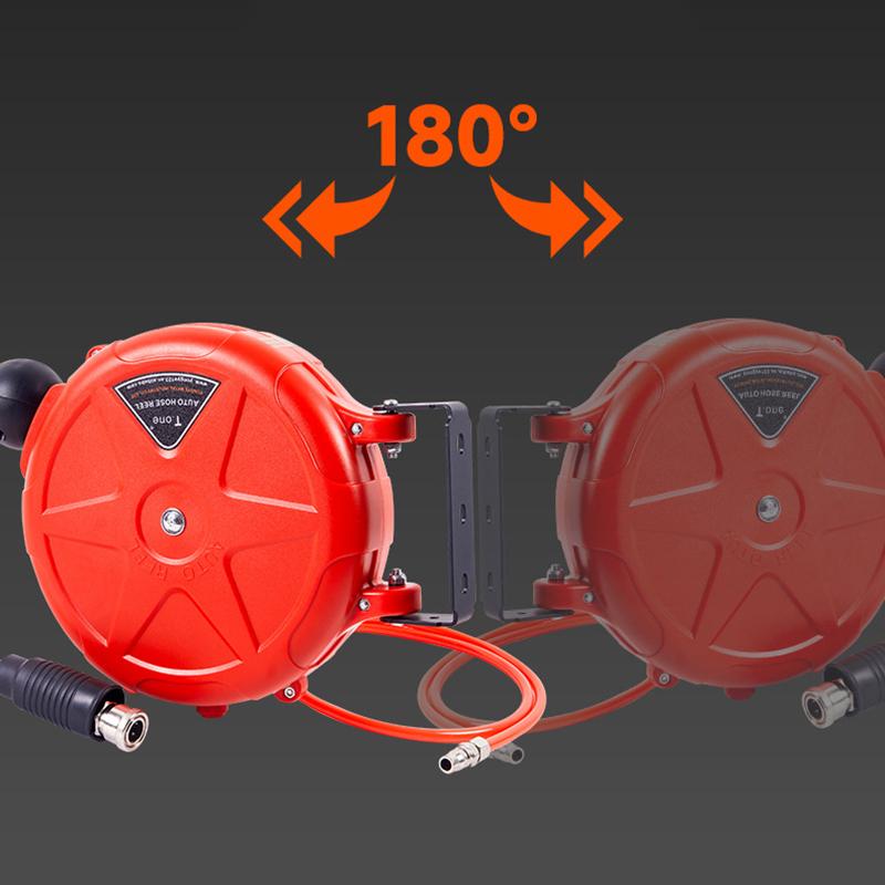 Compressor Hose Reel Retractable 10M Automatic Rewind Tool Commercial Reel With Swivel Bracket Quick Coupler Air Compressor
