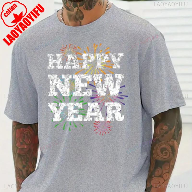 Unisexs 2026 Happy New Year Print TShirt Short Sleeve Casual Funny Outdoors Fashion High Quality Cotton Shortsleev Tee