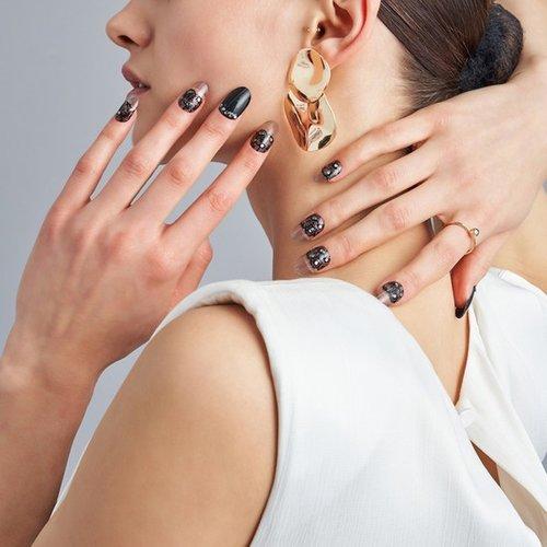 [Glambux] Self Gel Nail Sticker Art 18 - Black Lace