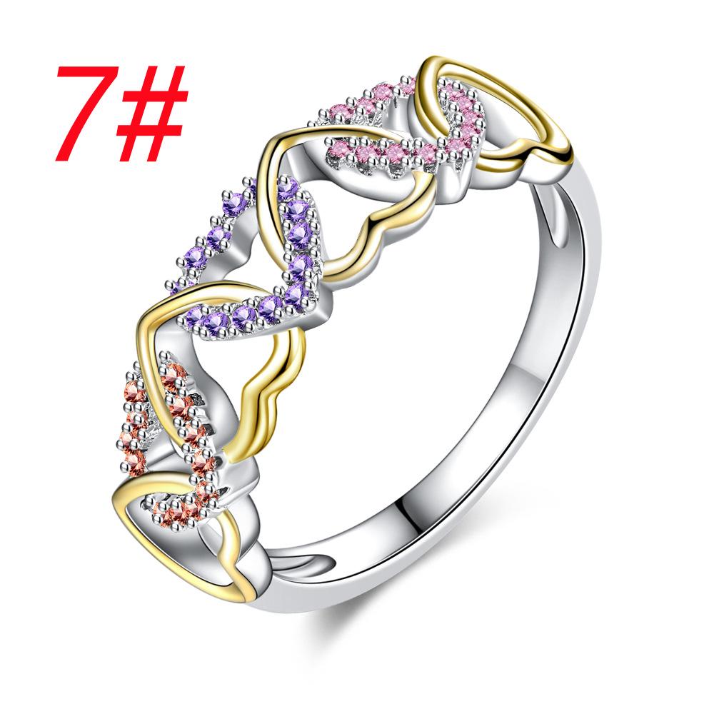 Two-Tone Heart-Shaped Zircon Ring - Women's Light Luxury Fashion Design