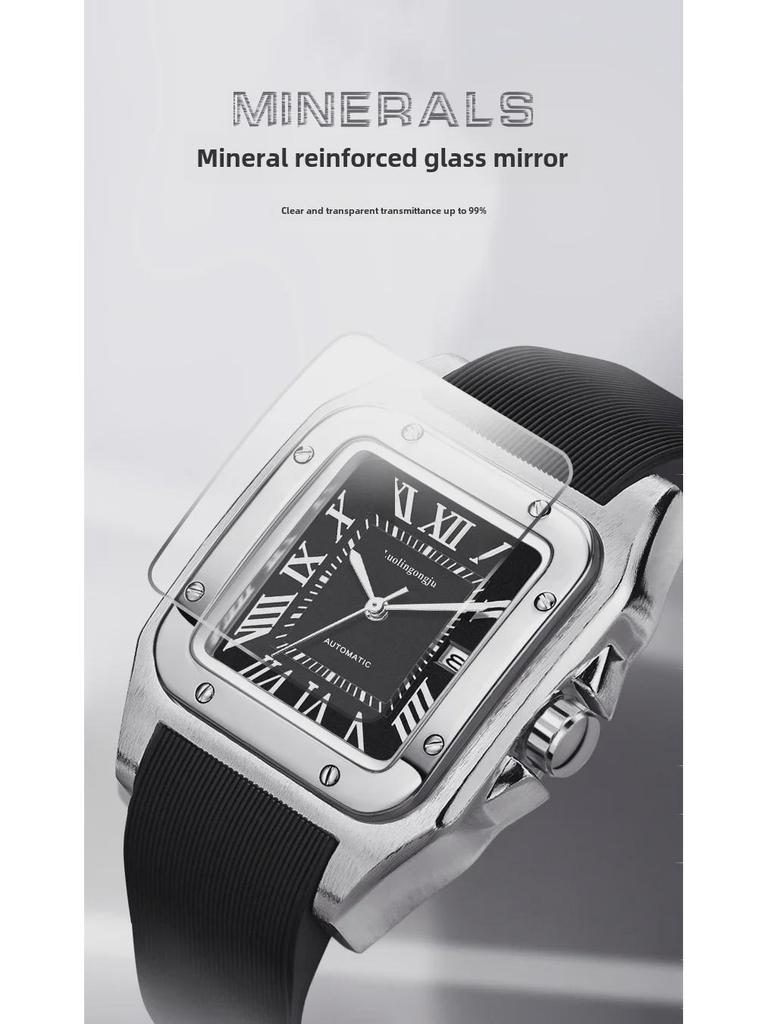 Hollow Stripes Santos Men's Automatic Mechanical Watch - Large Dial, Waterproof