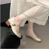 French inner height increase thick heel shallow mouth single shoes women's 2025 new summer and autumn Mary Jane small leather shoes ballet evenin