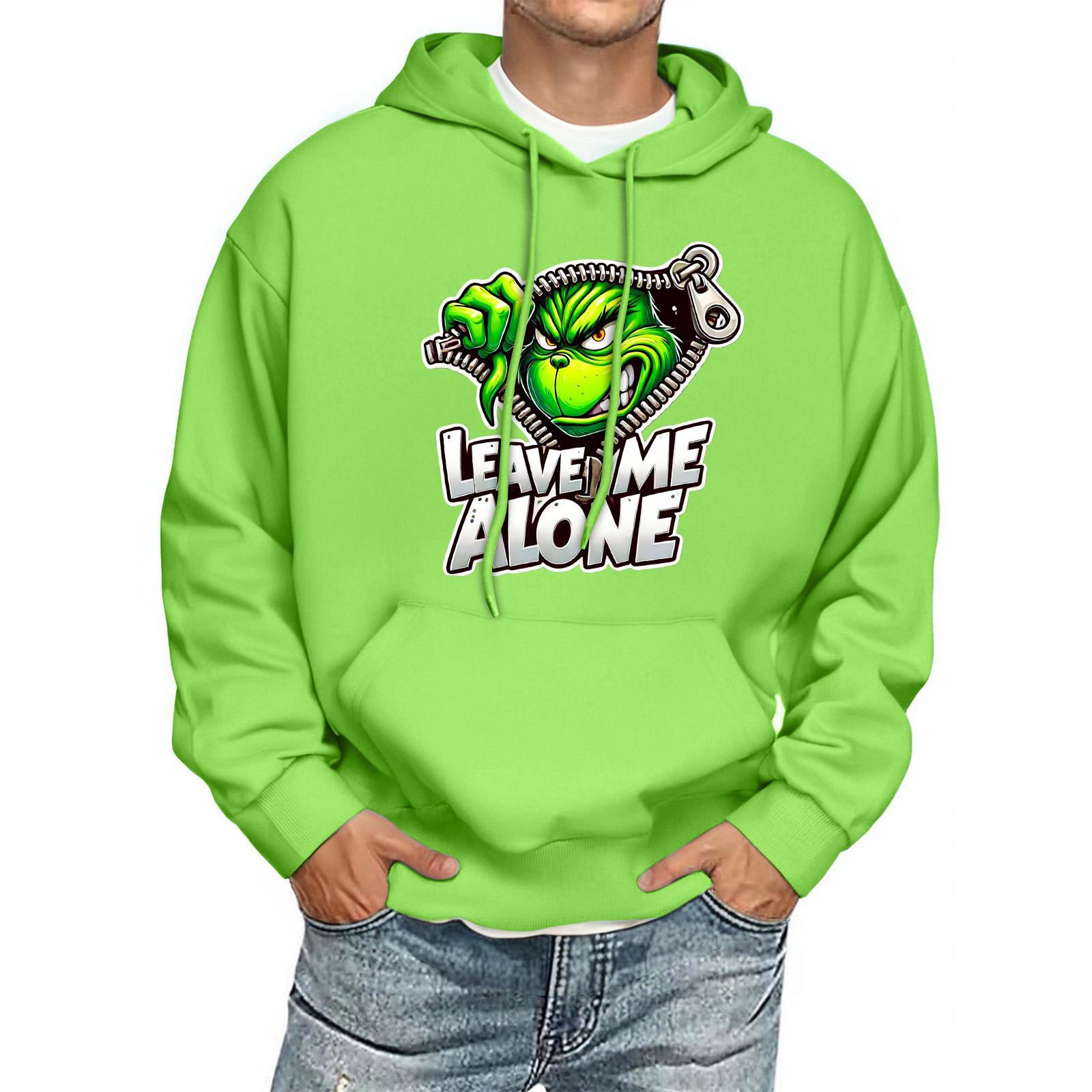 

Мужская толстовка с капюшоном с принтом, с длинным рукавом, повседневный пуловер, худи, толстовка с капюшоном L зелёный