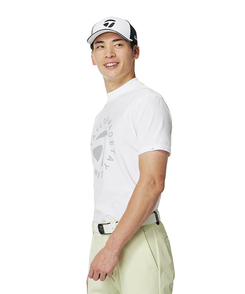 TaylorMade Circle Logo S/S Mock Black, White, Size L, Men's, 2025SS UN650