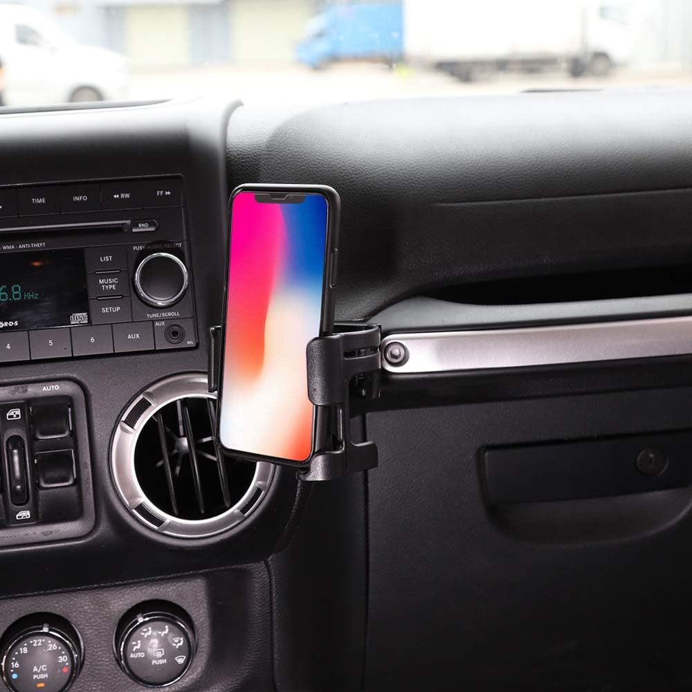 Savadicar JK Multi-Function Drink Cup Phone Holder, 2 In 1 Bolt-On Stand Bracket Organizer, Cell Phone Mount Compatible With 2011-2018 Jeep Wrangler