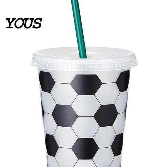 Trinkbecher Fußball Kunststoff mit Strohhalm, Fußballförmiger Kaltgetränke-Becher, Wiederverwendbar Sport 710ml Fassungsvermögen Limo für Spieltag, Fan-Party