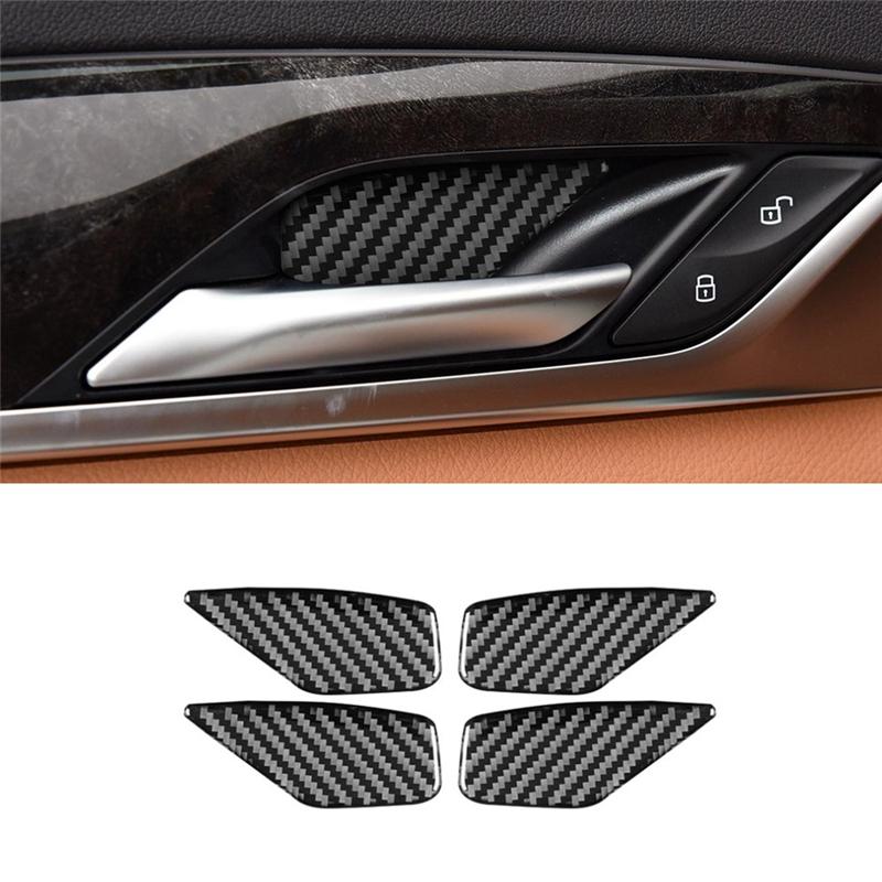 Inner Door Bowl Cover Trim Inner Door Bowl Decorative Stickers Carbon Fiber For BMW 5 Series G30 G38 2018-