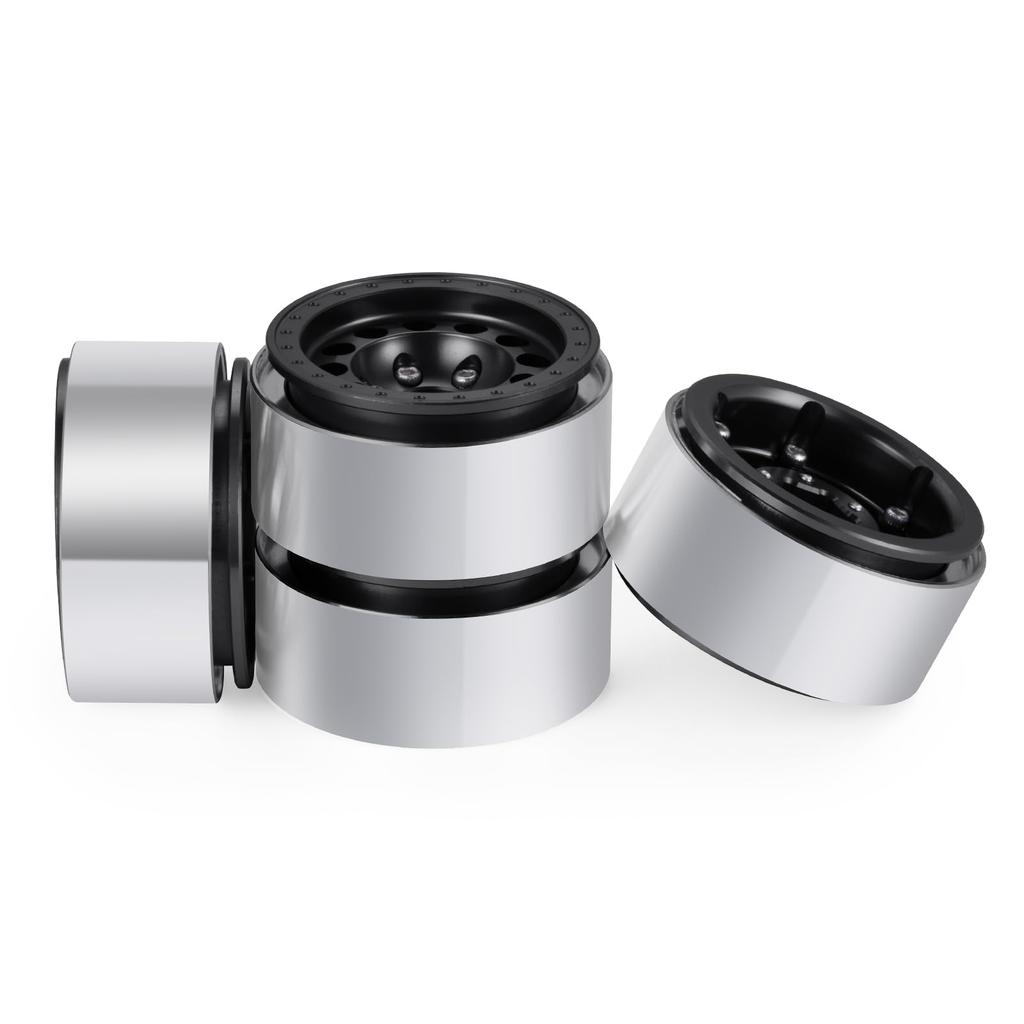 TRZX Aluminum 1.0 Beadlock Wheel Rim Upgrade Parts for 1/18 Traxxas TRX4-M RC Crawler Car (Black)