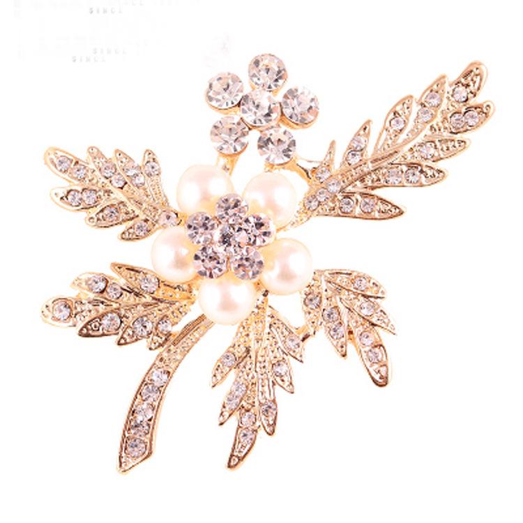 Lanhao Hot-Selling Pearl Swan Rhinestone Flower Brooch - Japanese & Korean Fashion Accessories for Women
