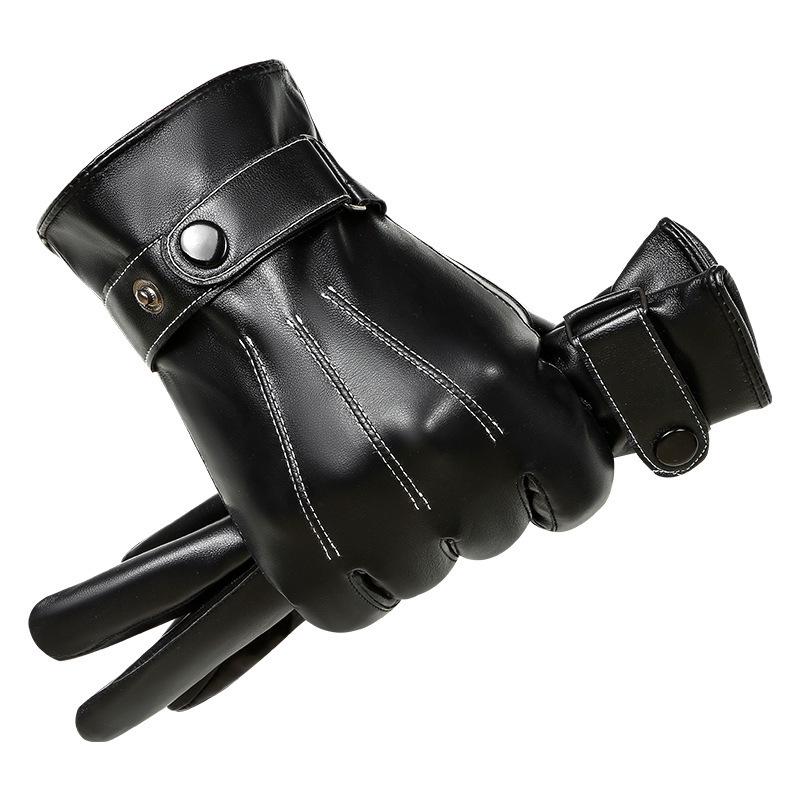 Men's Winter Waterproof Leather Gloves: Fleece-Lined, Windproof, Touchscreen-Compatible for Riding