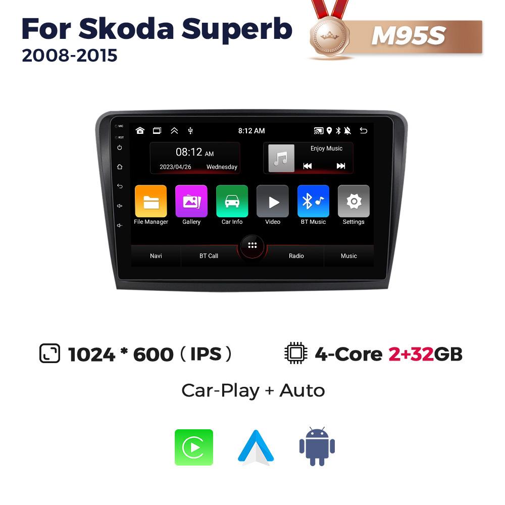 Navifly Android Auto Wireless Carplay For Skoda Superb 2 B6 2008 2009 2010 2011 2012 2013 2014 2015 Multimedia Car Radio Player