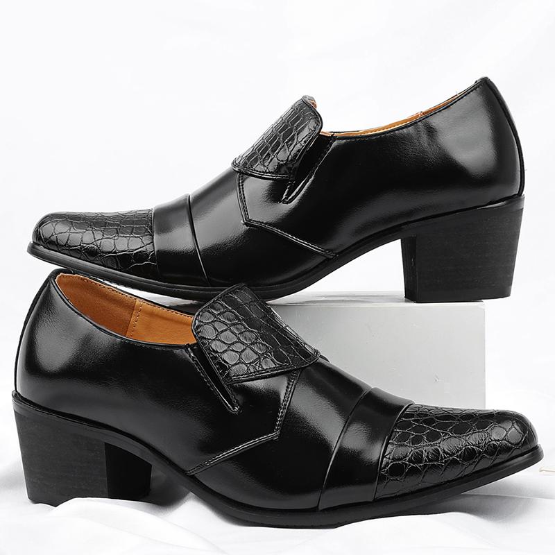 Fashion Shoes Cswo01 Men's High Heeled Casual Business Leathers Shoes Classic Wedding Formal Social Shoes Retro Dress Shoes Cm