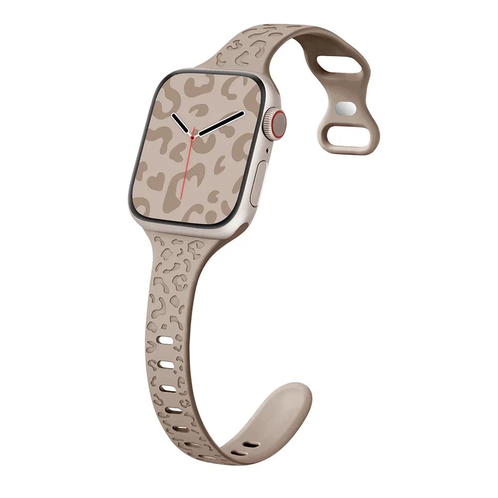 Wąski pasek do paska Apple Watch 40mm 41mm 42mm 38mm 49 44mm 45mm grawerowana silikonowa bransoletka Correa seria 8 7 6 9 5 4 3 SE Ultra