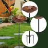Iron Birdbath Bird Feeder Tray Easy Assembly Decorative Food Water Bowl with Garden Stakes for Park