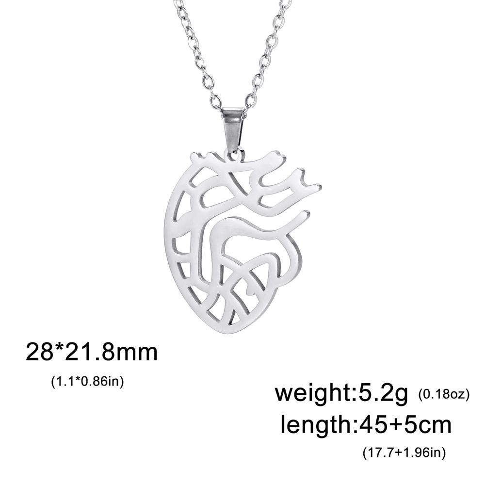 

My Shape Anatomical Heart Necklaces Stainless Steel Pendants Chain for Doctor Medical Biology Fashion Jewelry Gifts Wholesale 45cm