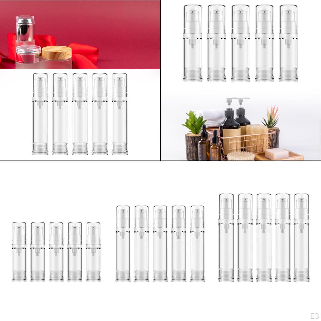 5 Pack Clear Pump Dispensers for Liquids, Refillable Containers Hair Oil And Lotion