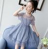 Children Dress Spring Summer Kids Clothing  Baby Girls Clothing Wave Point Short Sleeve Dress Girl Mesh Dress Ruffle