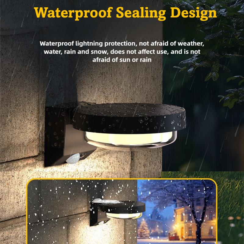 Solar Curved Wall Lamp Outdoor Motion Sensor Porch Lights Solar Security Light Waterproof Front Balcony Patio Garage Fence Yard