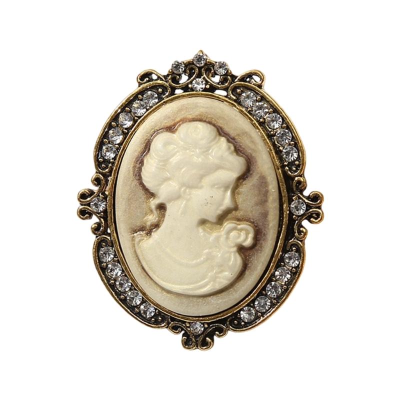 Dateless Lady Portrait Brooch Vintage Inspired Design In Gilded Alloy Fashion Pin Accessories For Dress Decoration