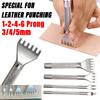 4Pcs 3/4/5mm Leather Hole Punches 1+2+4+6 Prong DIY Stitch Leather Craft Tool Set Leathercraft Punching Tools Set Leather Tools