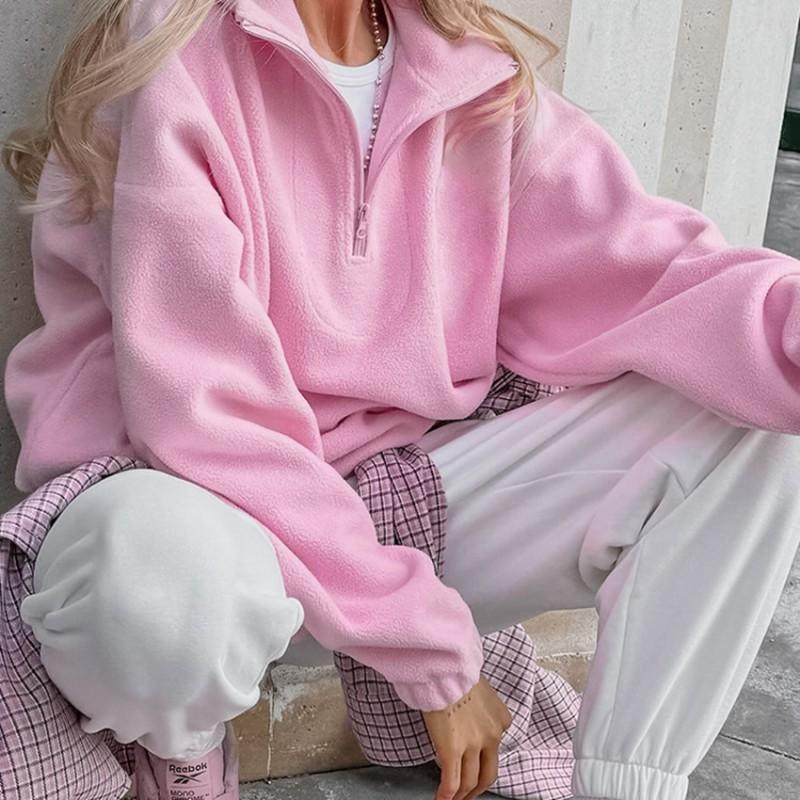 French Minimalist Lazy Fit Womens Sweatshirt 2026 Fall Solid Color Casual Outerwear Top