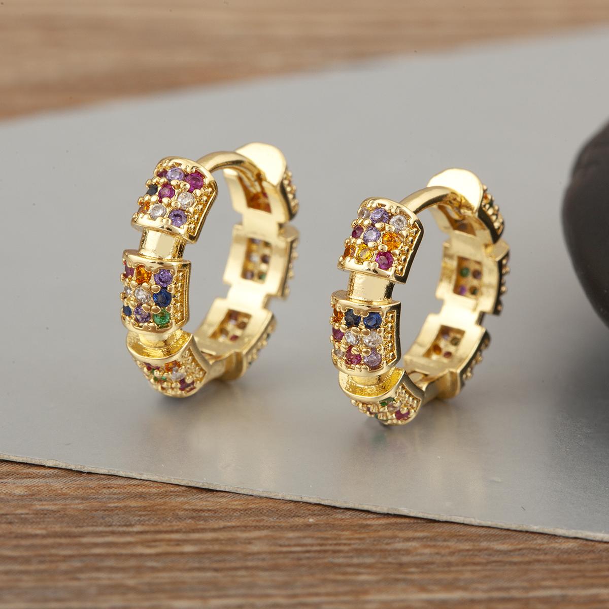 

Nidin Hot Sale Original Design Full Shine Zircon Geometric Hoop Earrings For Women Female Delicate Unique Ear Jewelry Party Gift