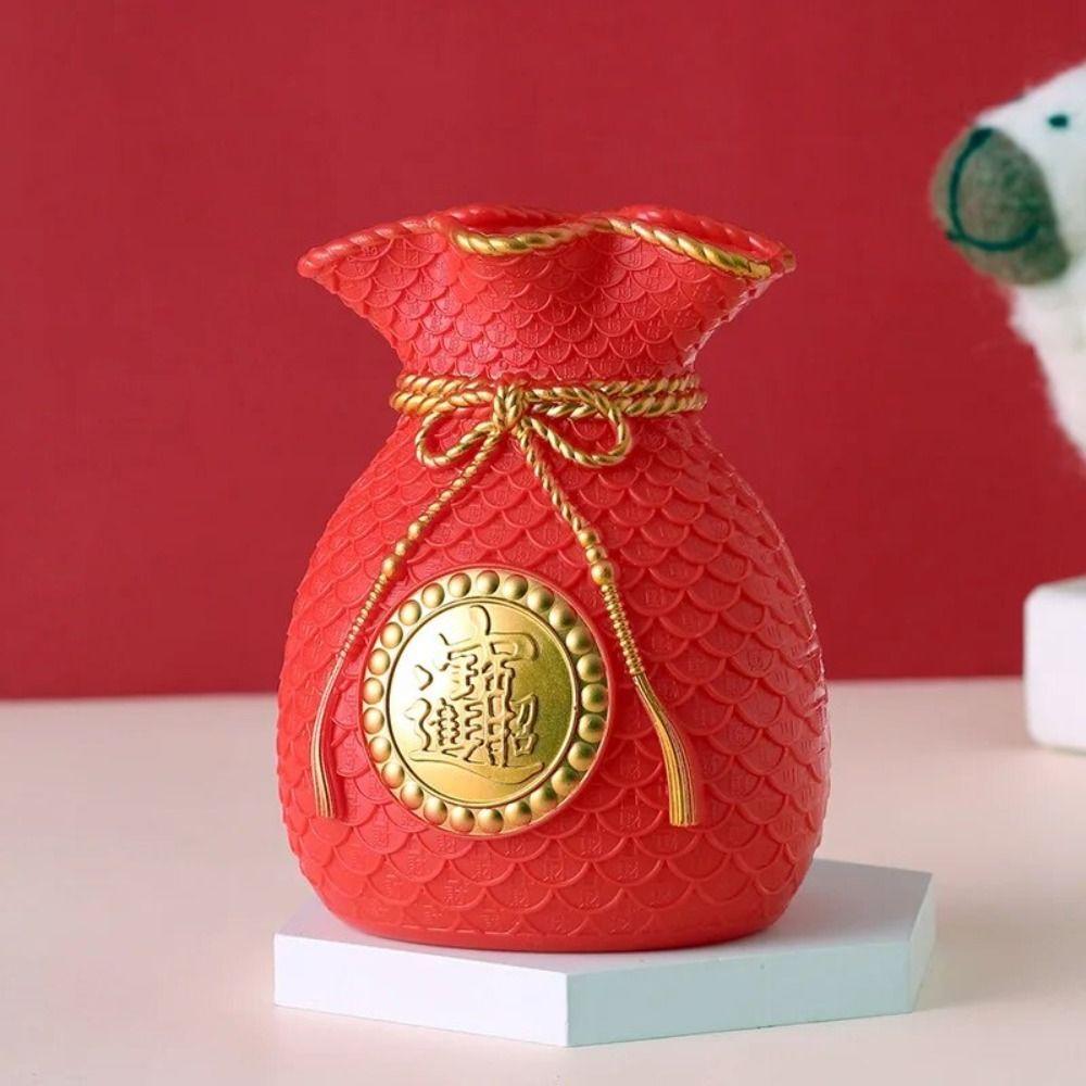 Chinese Style Blessed Bag Flowerpot Vase Plastic Flower Arrangement Vase  Table
