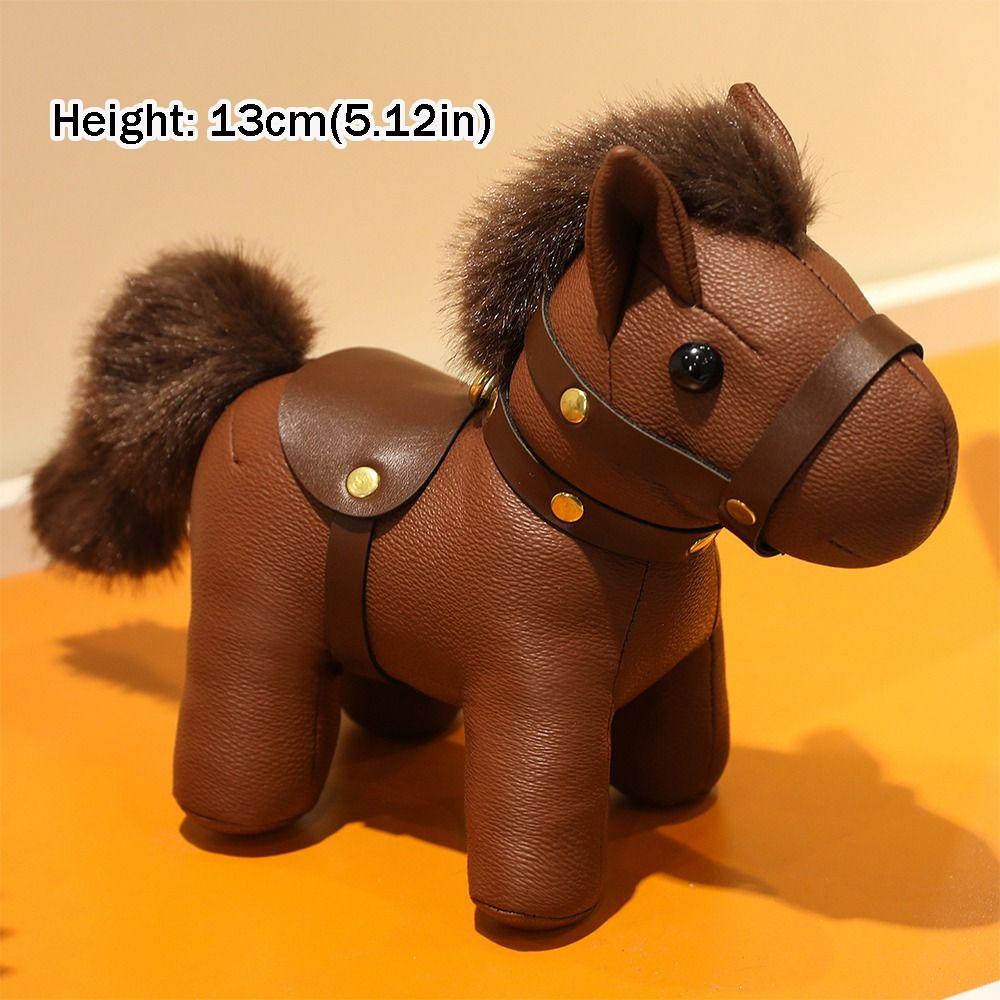 New Cute Horse Doll Pendant Animal Simulation Horse Pendant PU Leather Horse Pendant Soft Stuffed Animal Toy Bag Decor