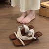 Fashion Rubber Flip Flops Square Toe Women's Shoes Silver Female Slippers Slides On A Wedge Hawaiian 2025 Scandals Retro Square Toe Shoe