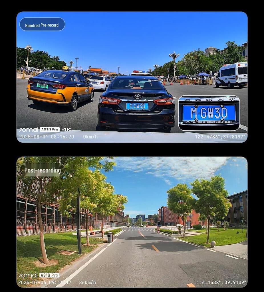 70mai A810pro 4K Ultra HD Dual Channel Dash Cam with Night Vision (2025 Model)
