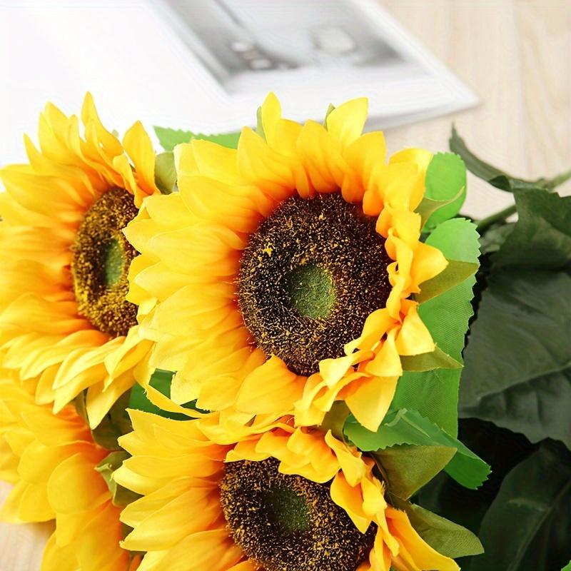 9pcs Vintage-Style Artificial Sunflowers - Realistic Faux Flowers with Long Stems for Home, Wedding, Garden, Outdoor Party Decor - Bulk Silk Flowers