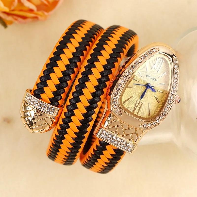 AAA White Rose Gold Luxury Hot Sell Fashion Quartz Watches Women's Unique Snake Leather Strap Watch Women Ladies Clock Relogio