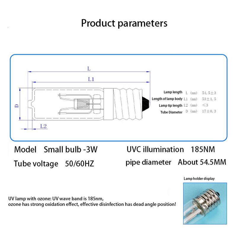 Uvc Ultraviolet Germicidal Disinfection Sterilization Light Quartz Lamp Bulb 