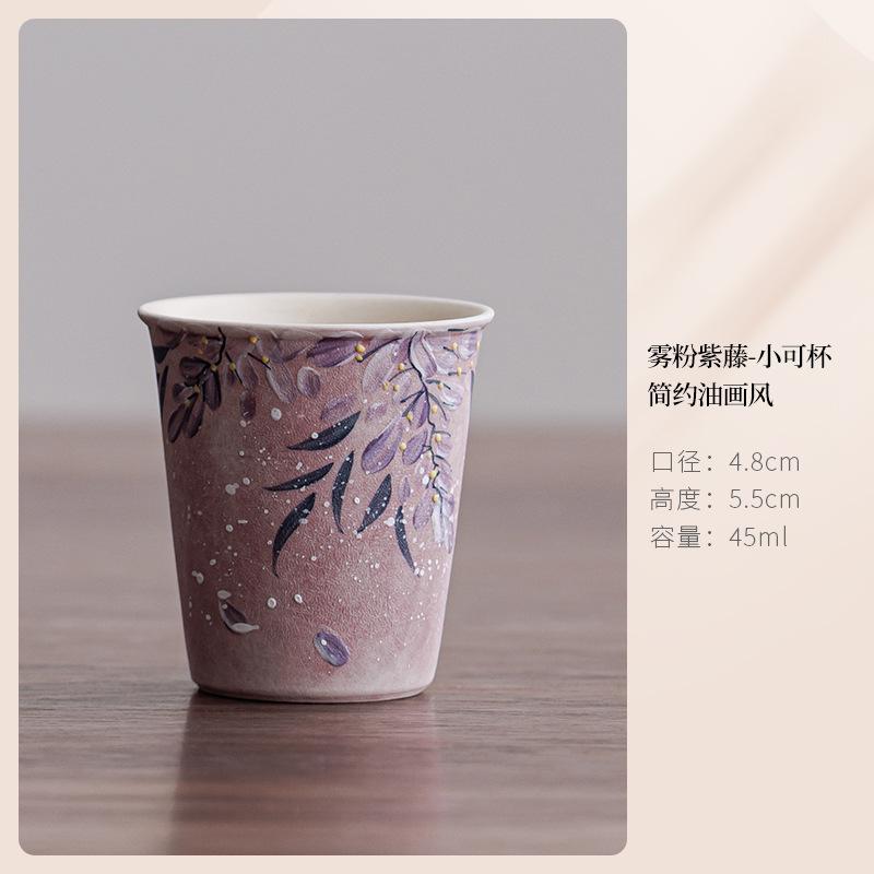 

Hand Painted Wisteria Flowers Teacup Handmade Tea Bowl Single Cups Tea-tasting Fragrance Cup Chazhan Master Cups Cafes Supplies As Your Choose