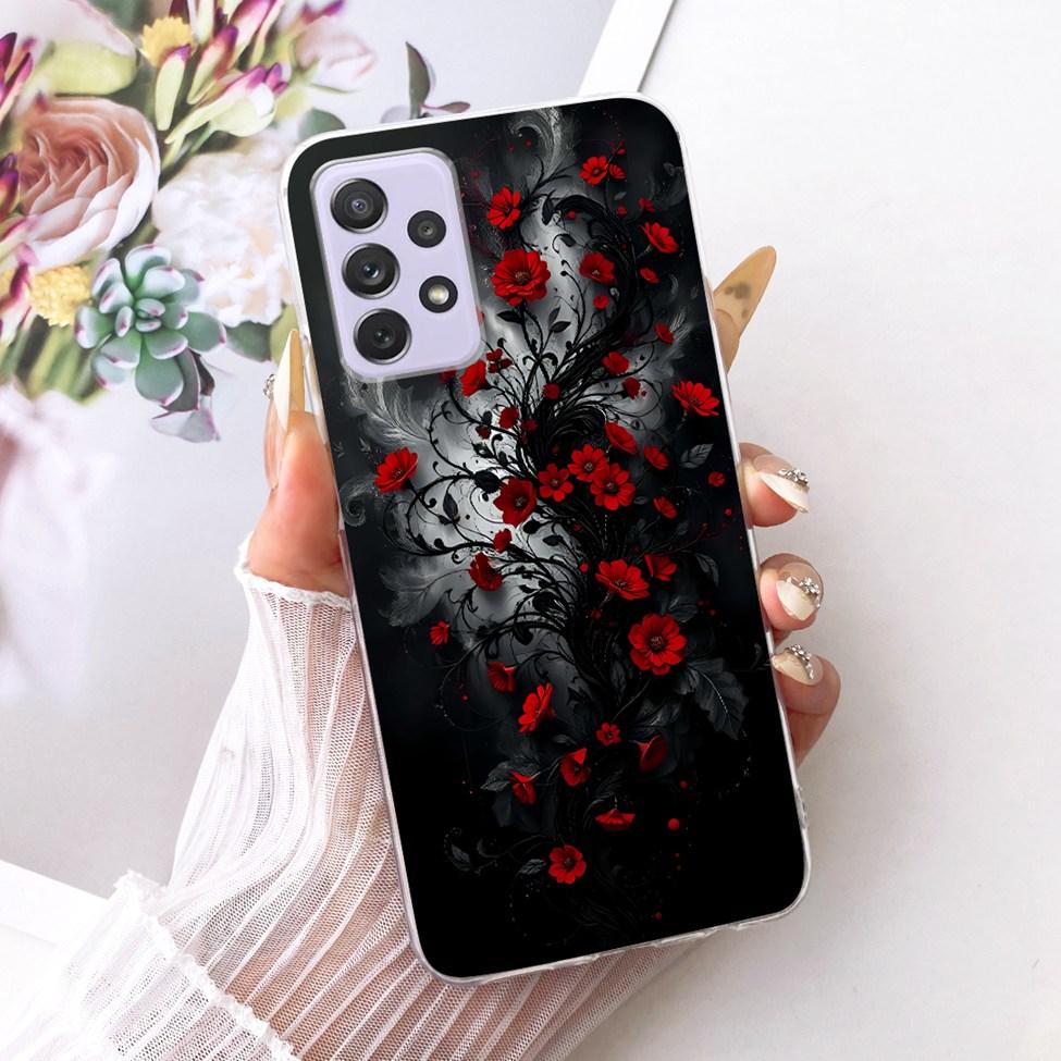 Transparent For Samsung Galaxy A72 4G Case Cute Fashion Flowers Funny Painted Casing For Samsung A72 4G SM-A725M SM-A725F Cover