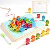 Wooden Children Fishing Toys Montessori Early Education Toys Kids Ability Training Game Toddler Number Alphabet Early Learning