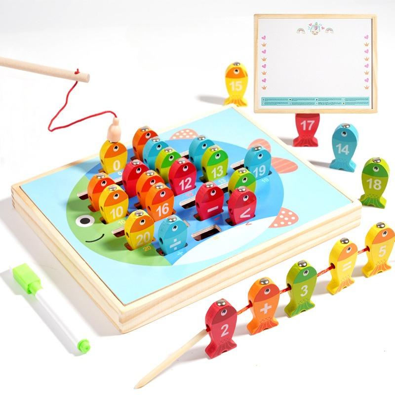 Wooden Children Fishing Toys Montessori Early Education Toys Kids Ability Training Game Toddler Number Alphabet Early Learning