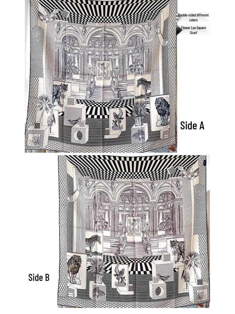 Elegant Thickened Mulberry Silk Twill Scarf/Shawl - Dual-Color Print for Women