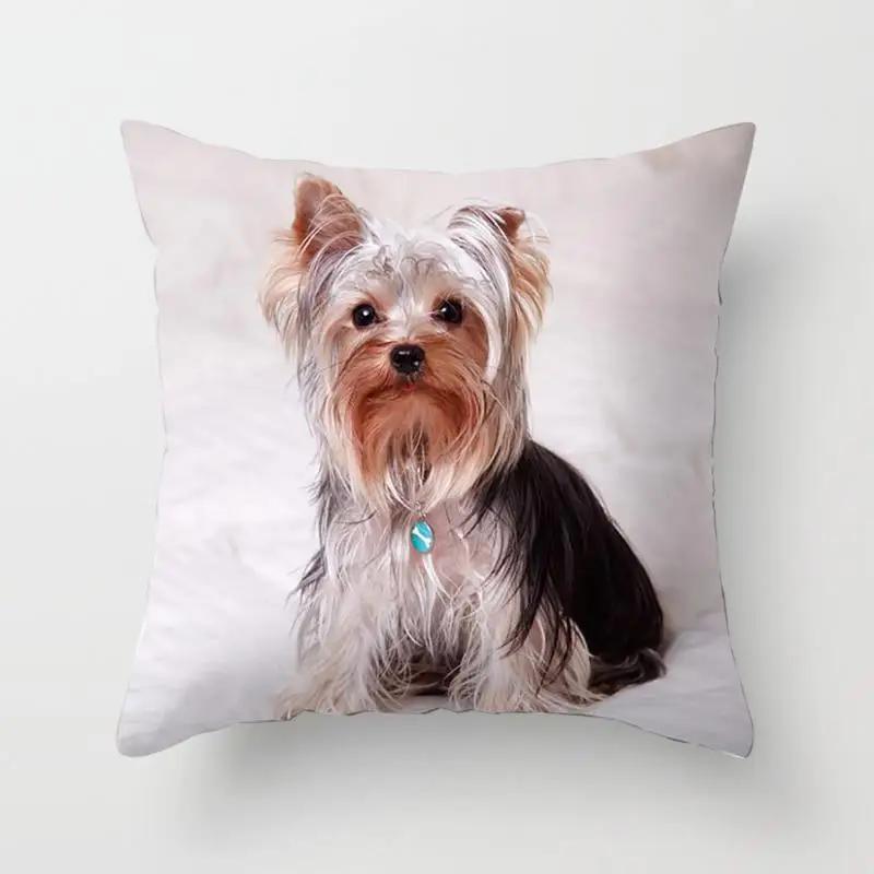 1PC Cute Dog Yorkie BICHON  Yorkshire Decor Print Pillow Case Bedroom Sofa Waist Cushions Cover Car Decoration Cushion