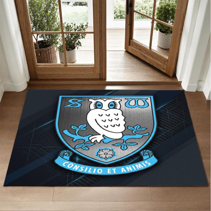 Sheffield Wednesday Design Crystal Velvet Rug Soft Decorative Mat for Bedroom Entrance