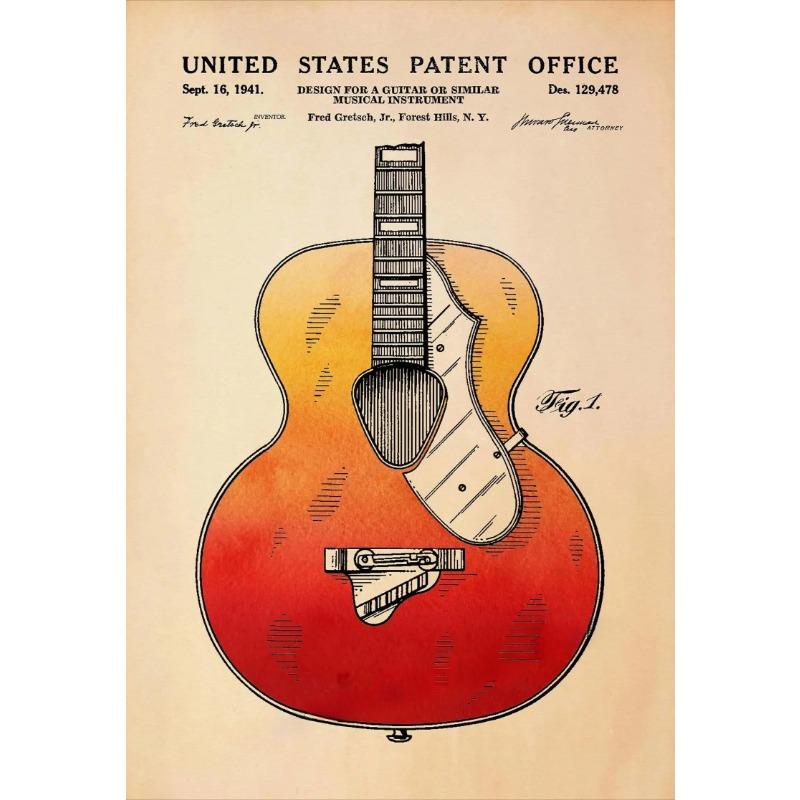 

Electric Bass Guitar Illustration Music Instrument Blueprint Poster Canvas Picture Wall Music Room Recording Studio Decoration 21cm×30cm NoFrame