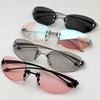 Women Girls Korean Y2K Square Frameless Anti Blue Light Glasses High-end and Spicy Style Sunglasses