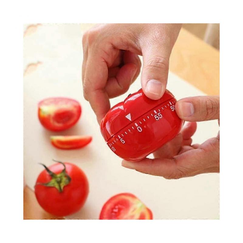 Tomato-Shaped Mechanical Kitchen Timer with 360 Rotating Base - Silent Cooking Baking Tool